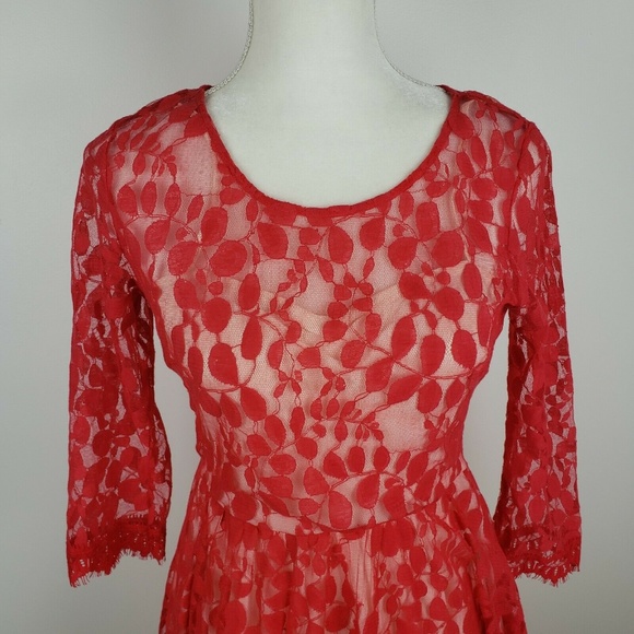 Free People Pink Sheer Dress 3/4 Sleeve - Picture 2 of 7